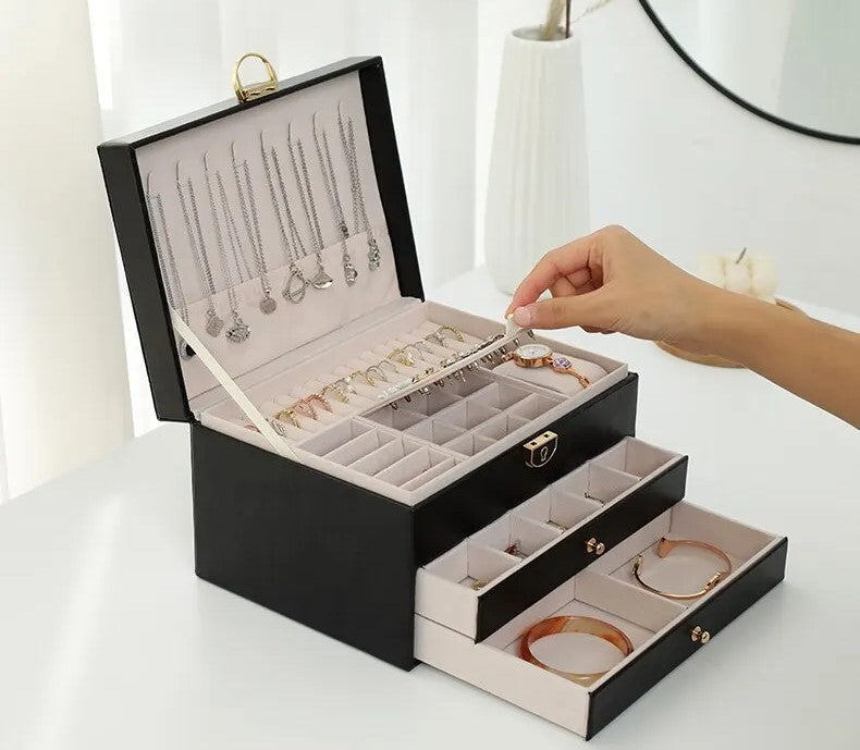 Veloria - Multi-Layer Leather Jewelry Box Organised Storage 9