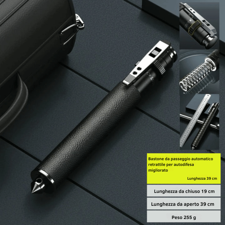 Automatic Self-Defense Walking Stick With Anti-Slip Grip