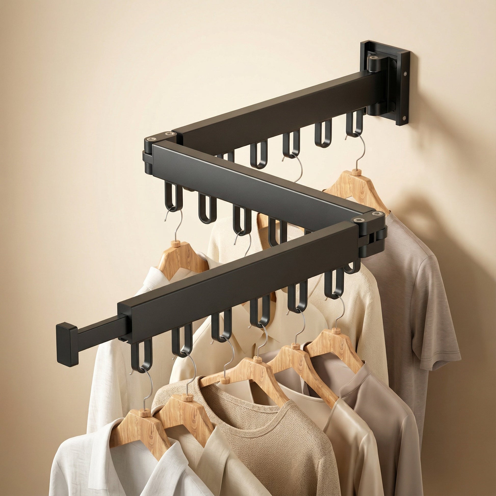 Pull-Out Folding Steel Drying Rack — Wall Mounted