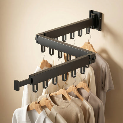 Pull-Out Folding Steel Drying Rack — Wall Mounted
