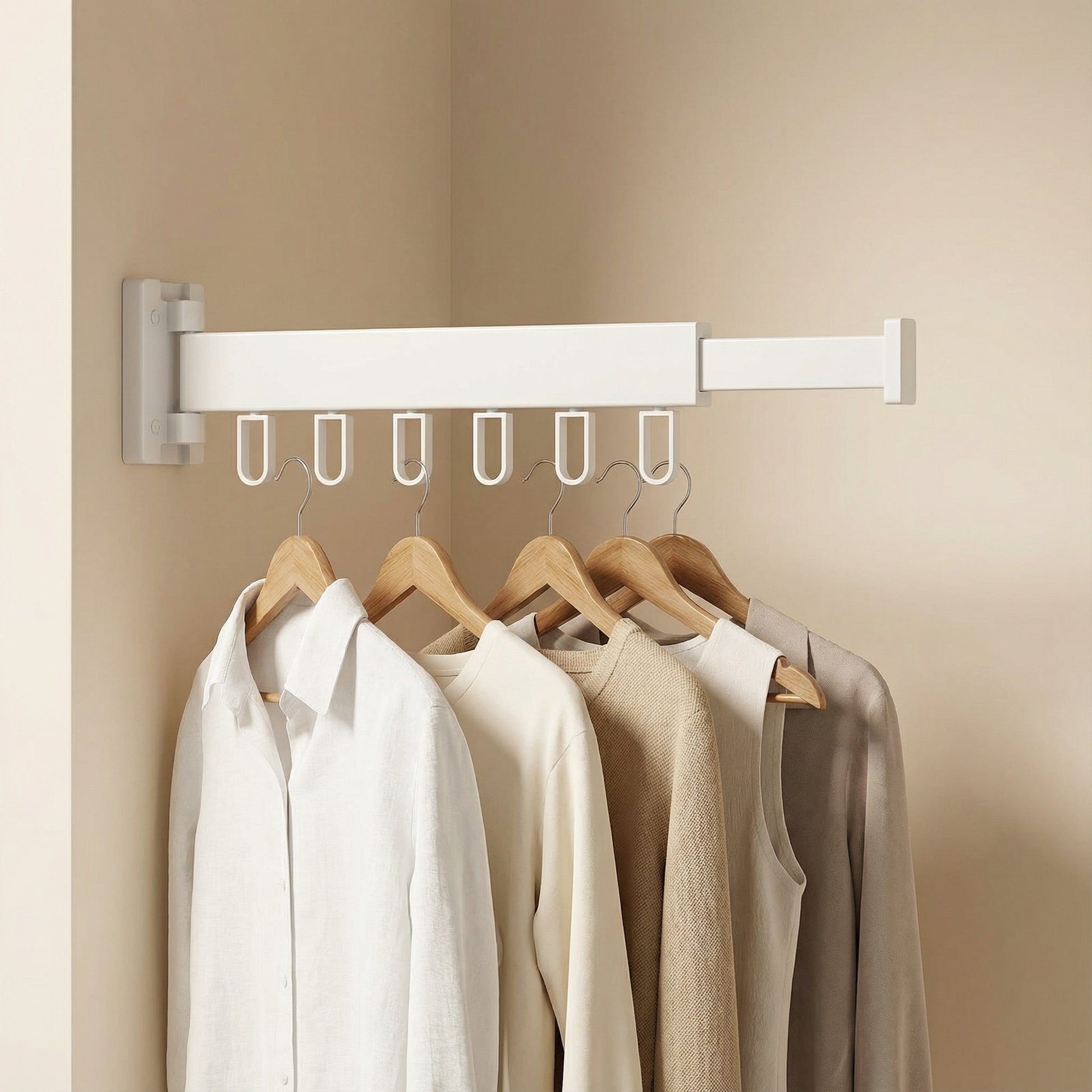 Pull-Out Folding Steel Drying Rack — Wall Mounted
