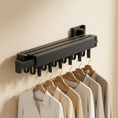 Pull-Out Folding Steel Drying Rack — Wall Mounted