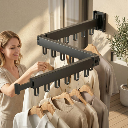 Pull-Out Folding Steel Drying Rack — Wall Mounted