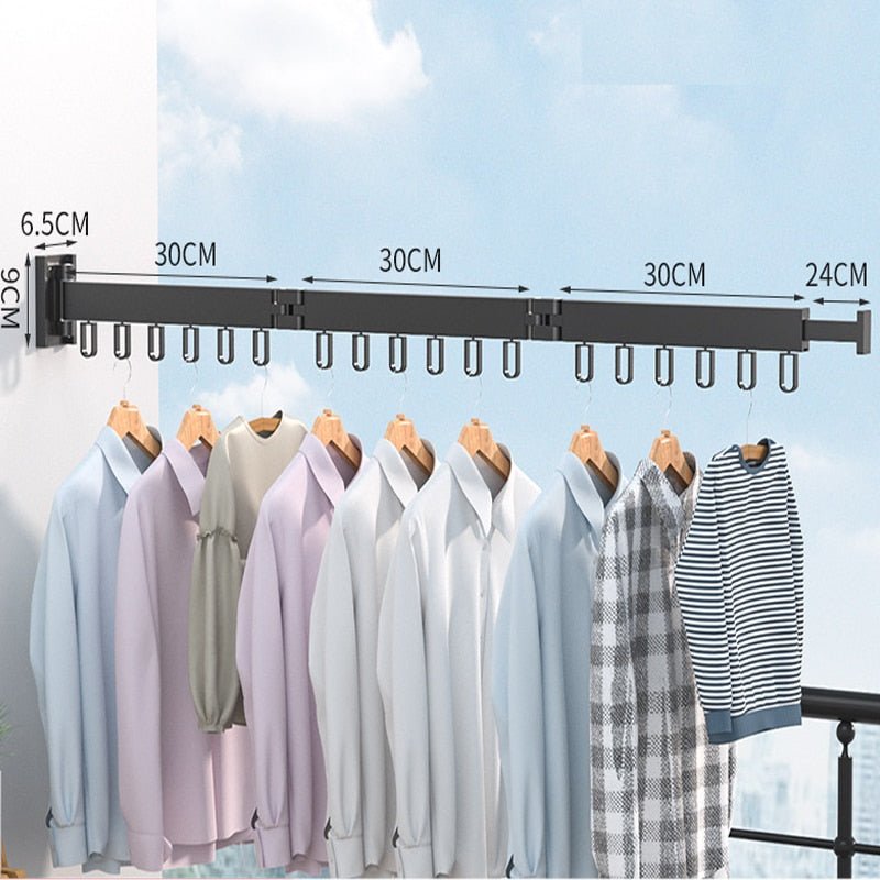 Pull-Out Folding Steel Drying Rack — Wall Mounted