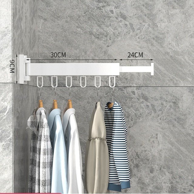 Pull-Out Folding Steel Drying Rack — Wall Mounted