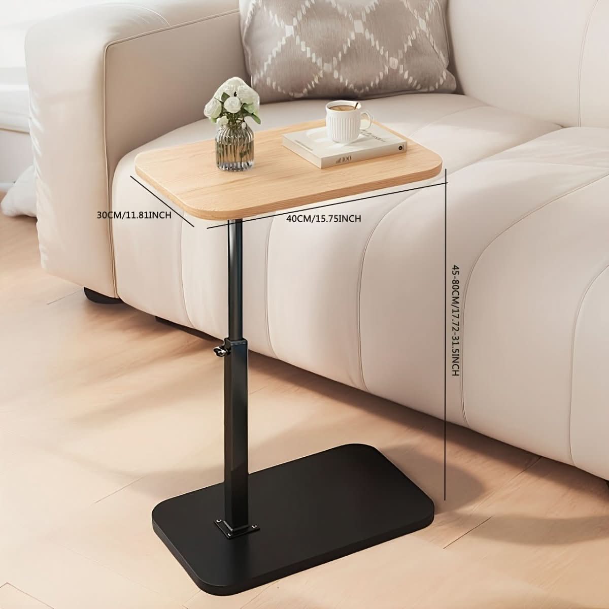 Adjustable Wood & Metal Side Table for Sofa 5
