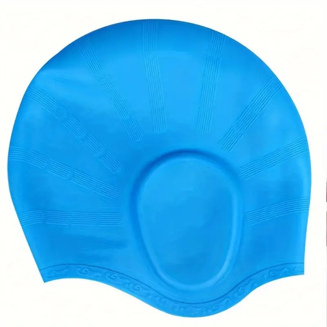 Close-up of the tear-resistant silicone texture of the AquaShell swim cap