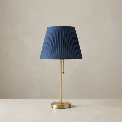 AzurLight | Blue Pleated Shade Table Lamp with Brass Metal Base