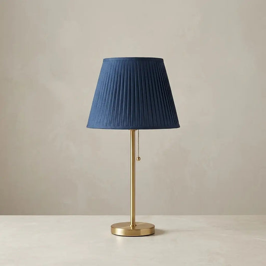 AzurLight | Blue Pleated Shade Table Lamp with Brass Metal Base