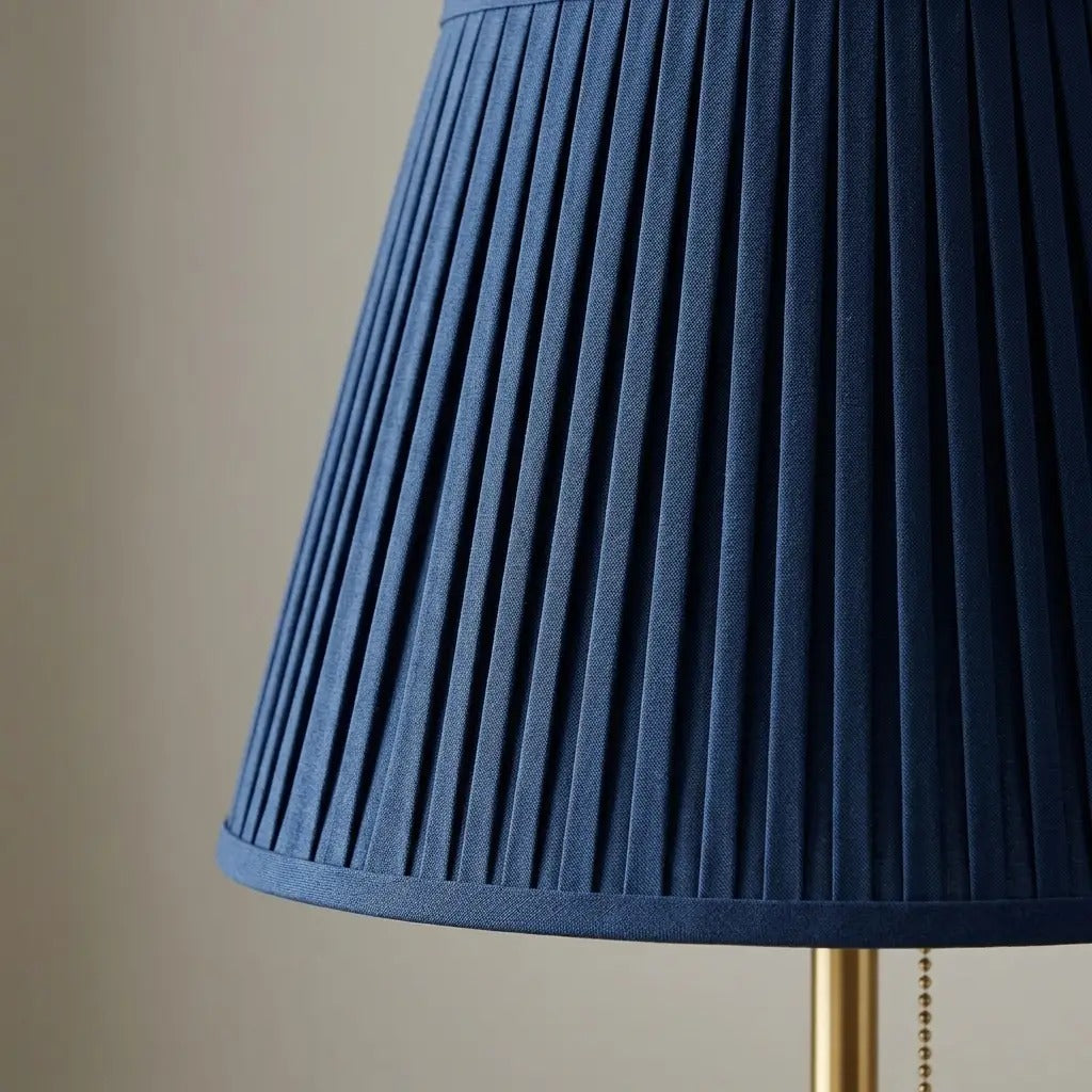 AzurLight | Blue Pleated Shade Table Lamp with Brass Metal Base