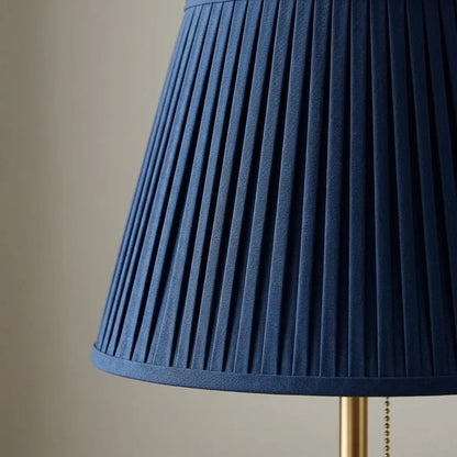 AzurLight | Blue Pleated Shade Table Lamp with Brass Metal Base