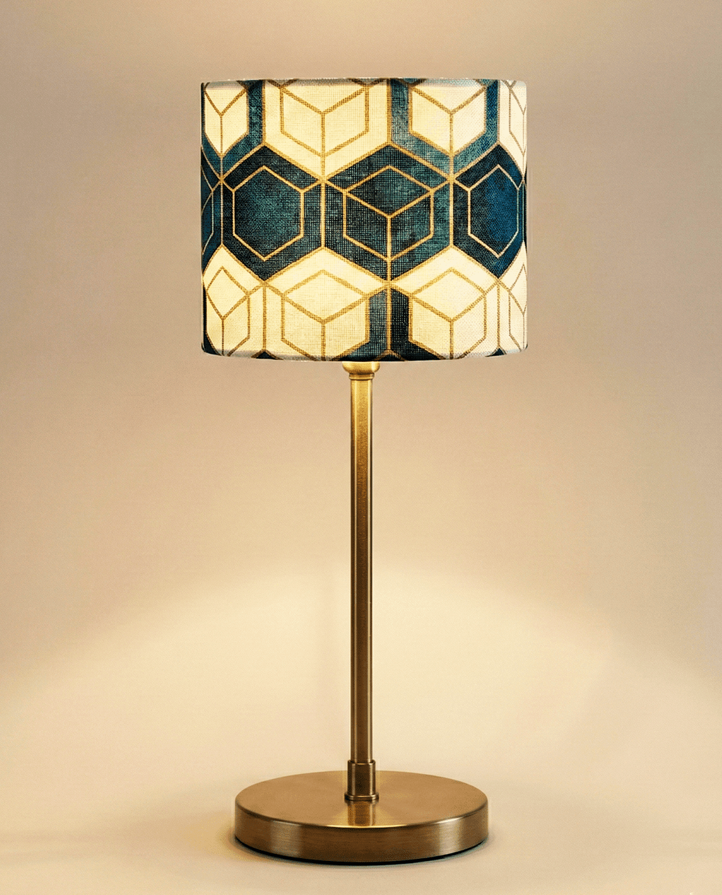 Brass Table Lamp — Geometric Patterned Shade 5