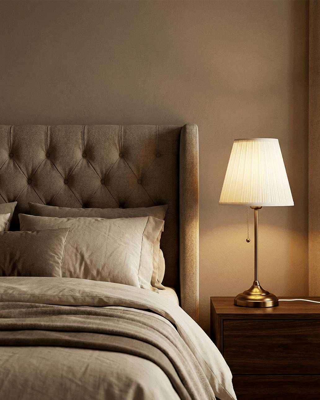 Brushed Brass Table Lamp — Pleated Shade 5