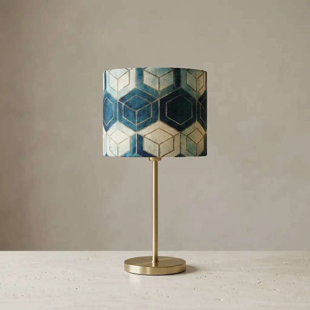 GeoLumi | Geometric Pattern Table Lamp with Brass Metal Base