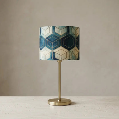 GeoLumi | Geometric Pattern Table Lamp with Brass Metal Base