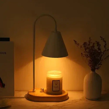 GlowHaven candle warmer lamp shown from the side with adjustable dimmer