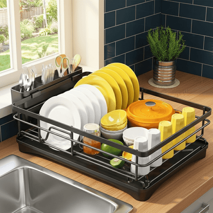 Large Steel Dish Rack — Built-In Drip Tray 2