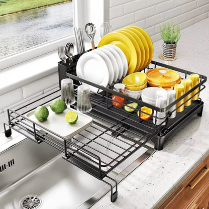 Large Steel Dish Rack — Built-In Drip Tray 5