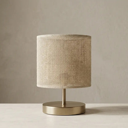 LinenGlow | Natural Fabric Table Lamp with Brass Base & Cylinder Shade