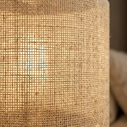 LinenGlow | Natural Fabric Table Lamp with Brass Base & Cylinder Shade