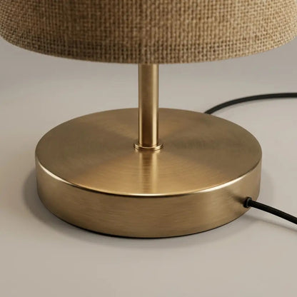 LinenGlow | Natural Fabric Table Lamp with Brass Base & Cylinder Shade