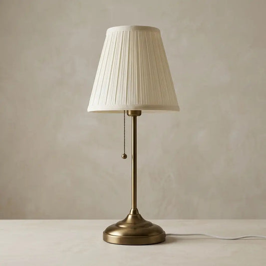 LumiGold | Brushed Brass Table Lamp with Pleated Fabric Shade