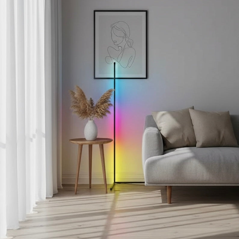Lumivex corner lamp in music-reactive mode during an evening