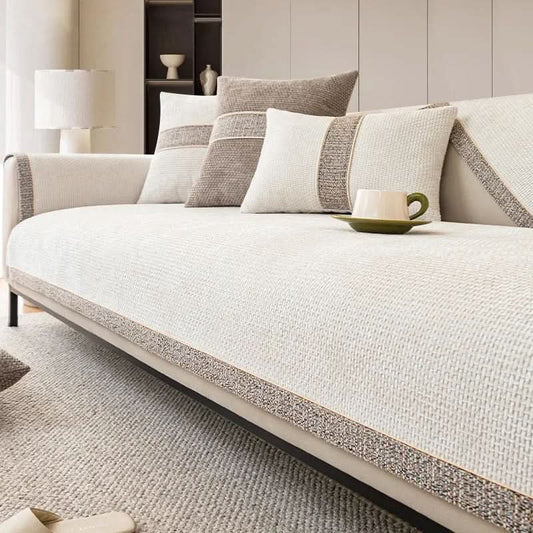 Non-Slip Linen Sofa Cover — Elegant Furniture Protection 1