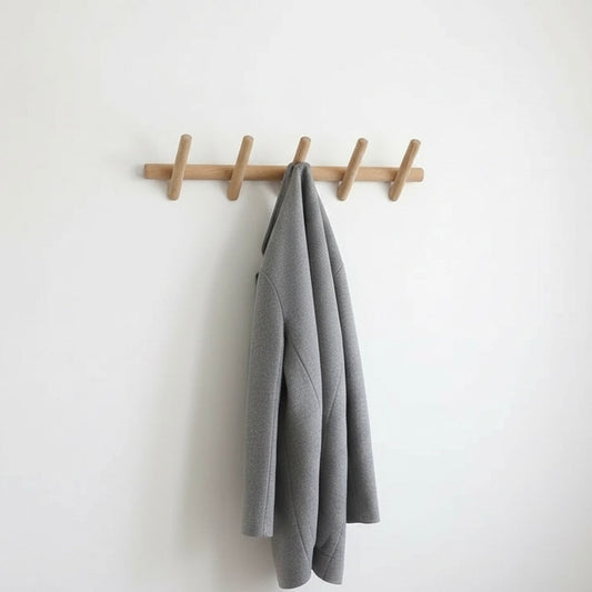 Nordvik solid oak wall-mounted coat rack with five hooks