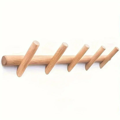 Nordvik - Wall-Mounted Oak Coat Rack with 5 Hooks 5