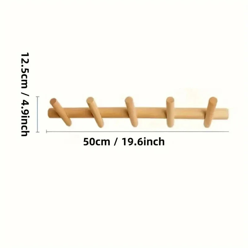 Nordvik - Wall-Mounted Oak Coat Rack with 5 Hooks 6