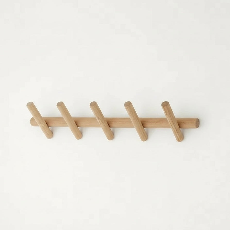 Nordvik - Wall-Mounted Oak Coat Rack with 5 Hooks 7
