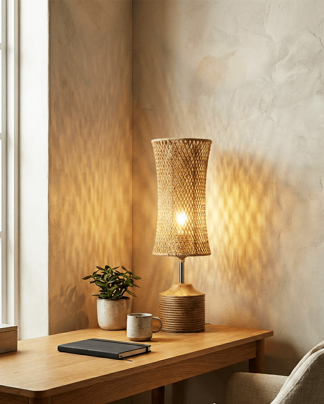 Paolo Table Lamp — Natural Woven Fiber Shade 4