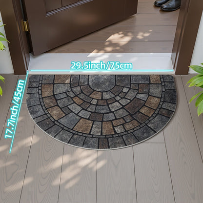 Semicircular Mosaic Doormat — Non-Slip Entrance Mat 1