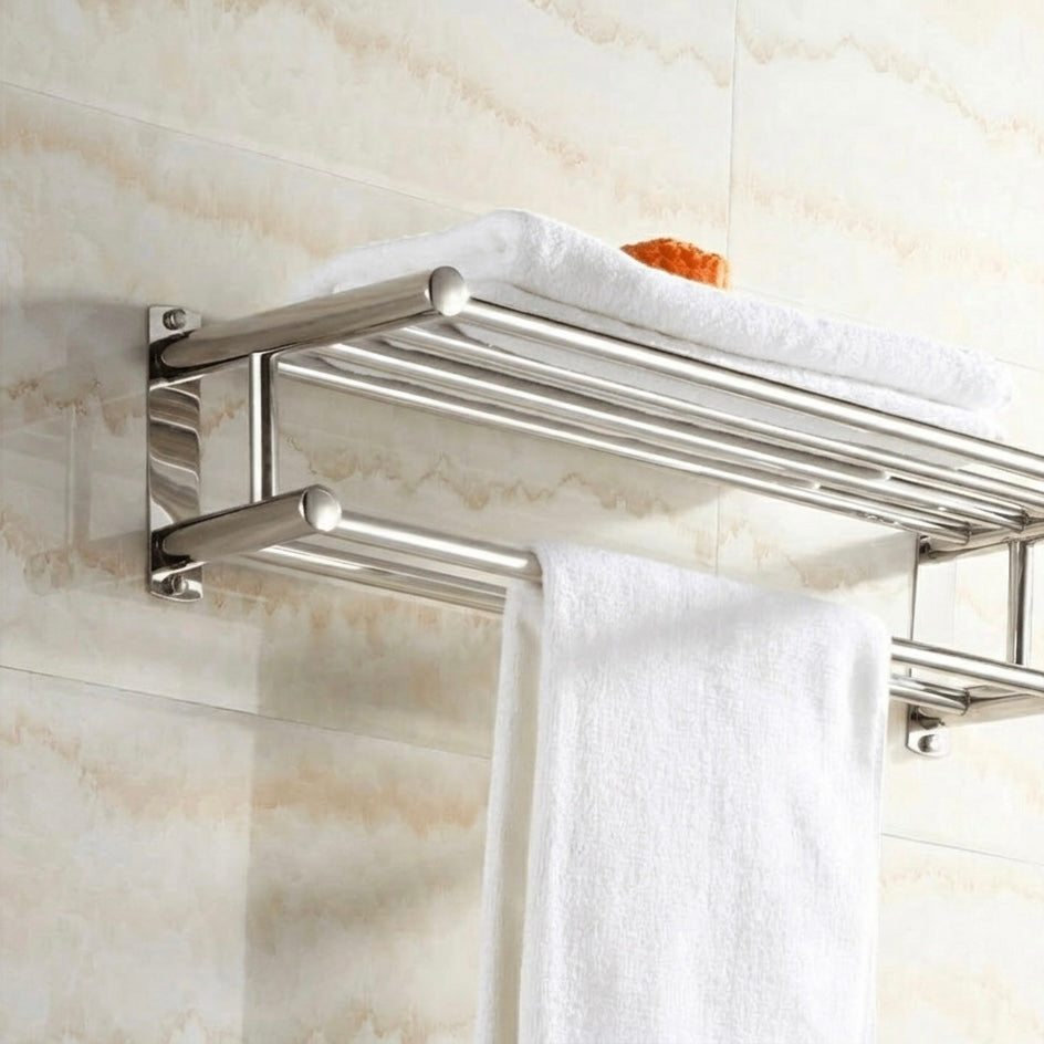 Valtiro - Wall-Mounted Towel Rack 5-Hook Chrome Steel 1