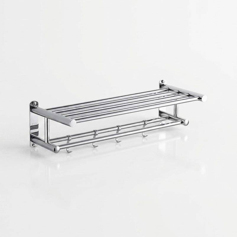 Valtiro - Wall-Mounted Towel Rack 5-Hook Chrome Steel 2