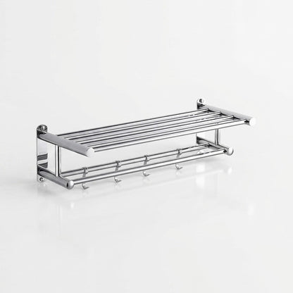 Valtiro - Wall-Mounted Towel Rack 5-Hook Chrome Steel 2