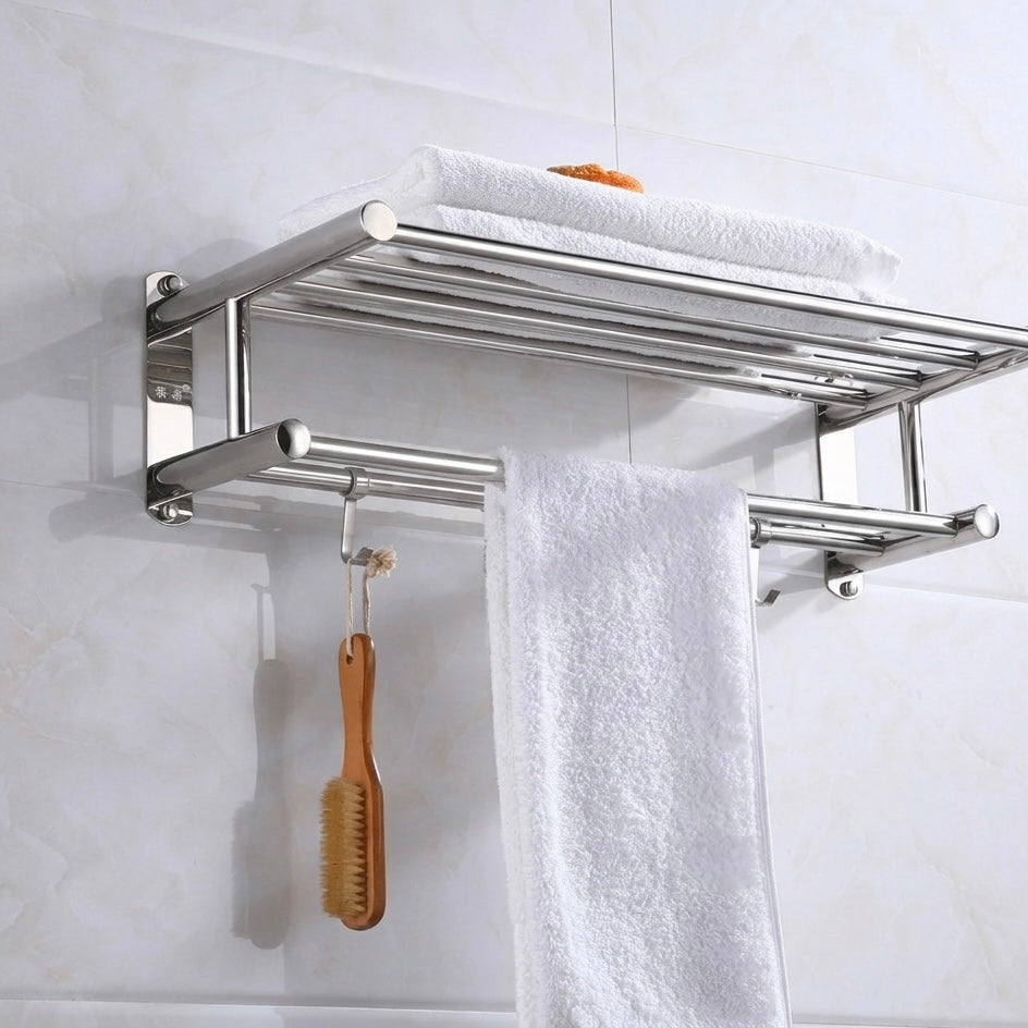 Valtiro - Wall-Mounted Towel Rack 5-Hook Chrome Steel 4