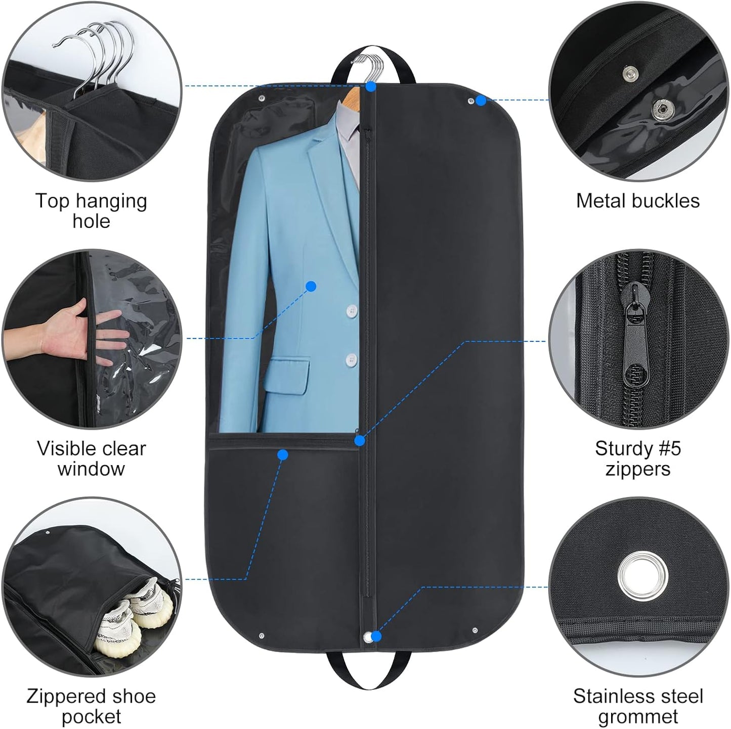 VaultGuard - Waterproof Garment Bags with Gusset and Pockets 5