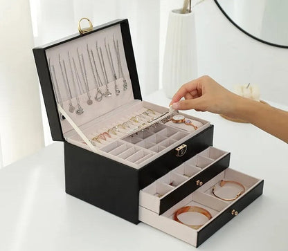 Veloria - Multi-Layer Leather Jewelry Box Organised Storage 9